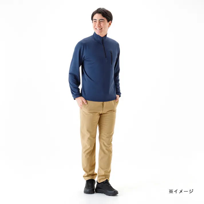 Hot fine ブロックフリースハーフジップ ネイビー M