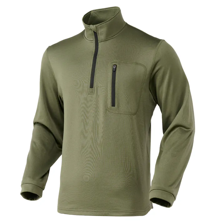 Hot fine ブロックフリースハーフジップ カーキ M