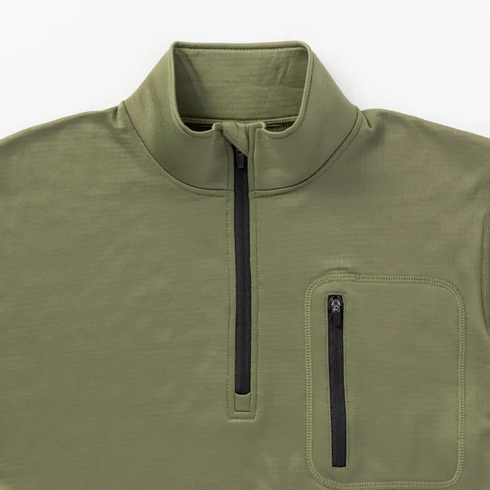 Hot fine ブロックフリースハーフジップ カーキ M