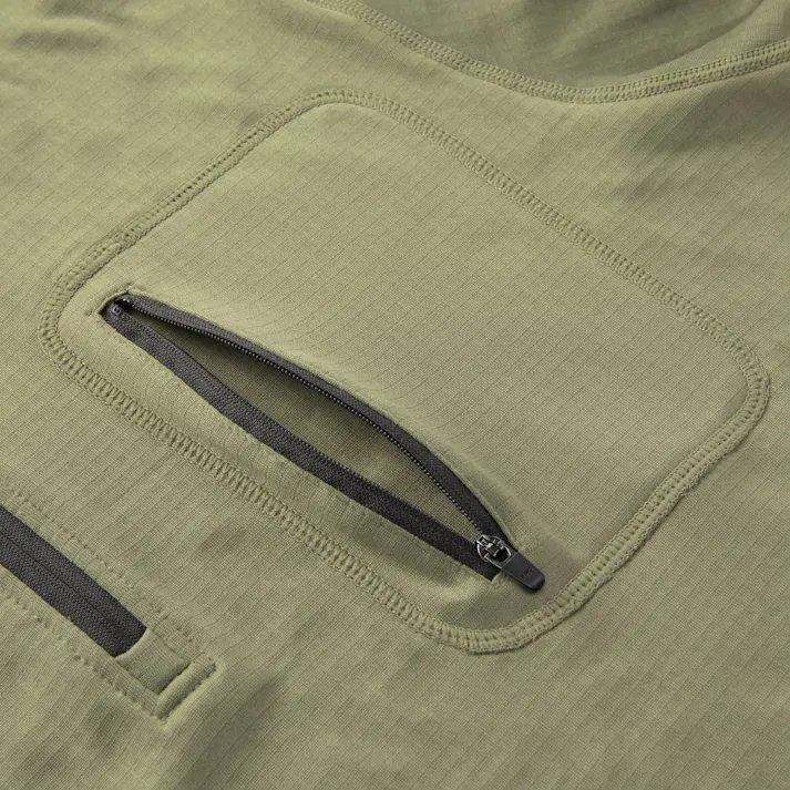 Hot fine ブロックフリースハーフジップ カーキ M