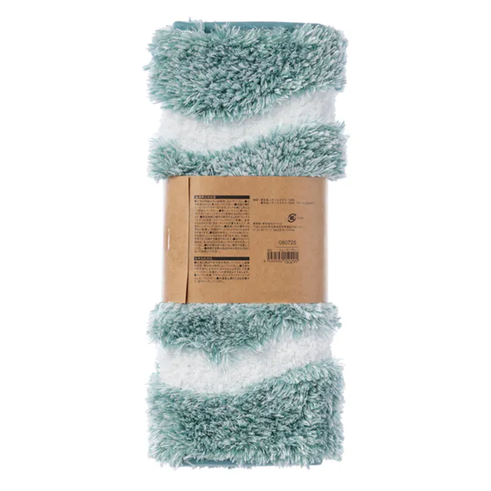 すべりにくい吸水バスマット ウェーブ ブルー 幅50cm 奥行35cm