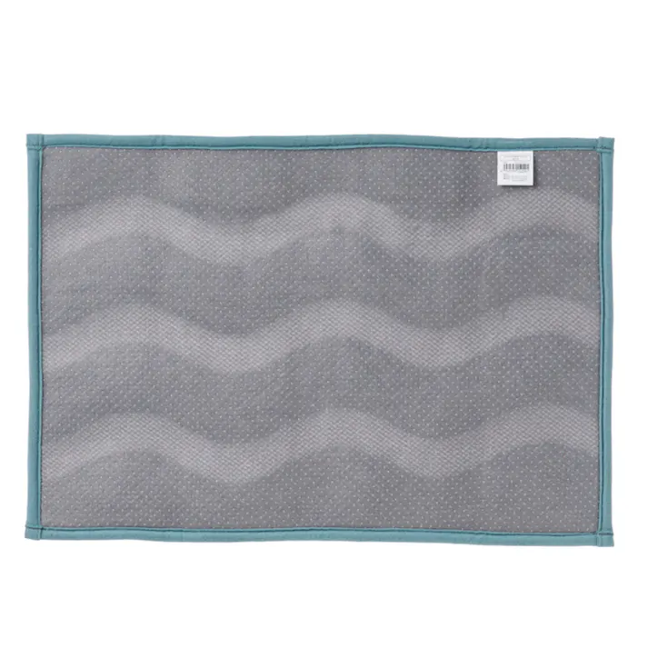 すべりにくい吸水バスマット ウェーブ ブルー 幅50cm 奥行35cm