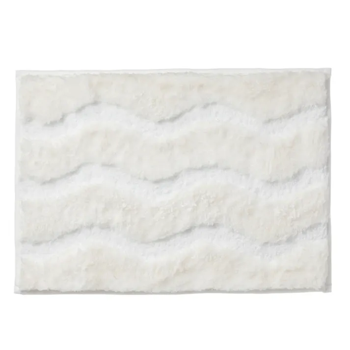 すべりにくい吸水バスマット ウェーブ ホワイト 幅50cm 奥行35cm