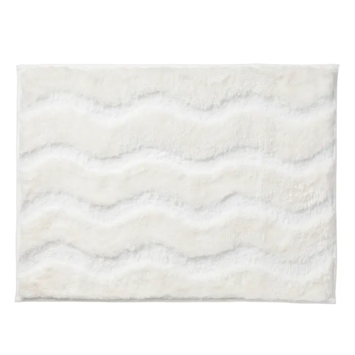 すべりにくい吸水バスマット ウェーブ ホワイト 幅60cm 奥行45cm