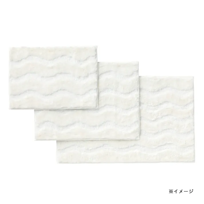 すべりにくい吸水バスマット ウェーブ ホワイト 幅60cm 奥行45cm
