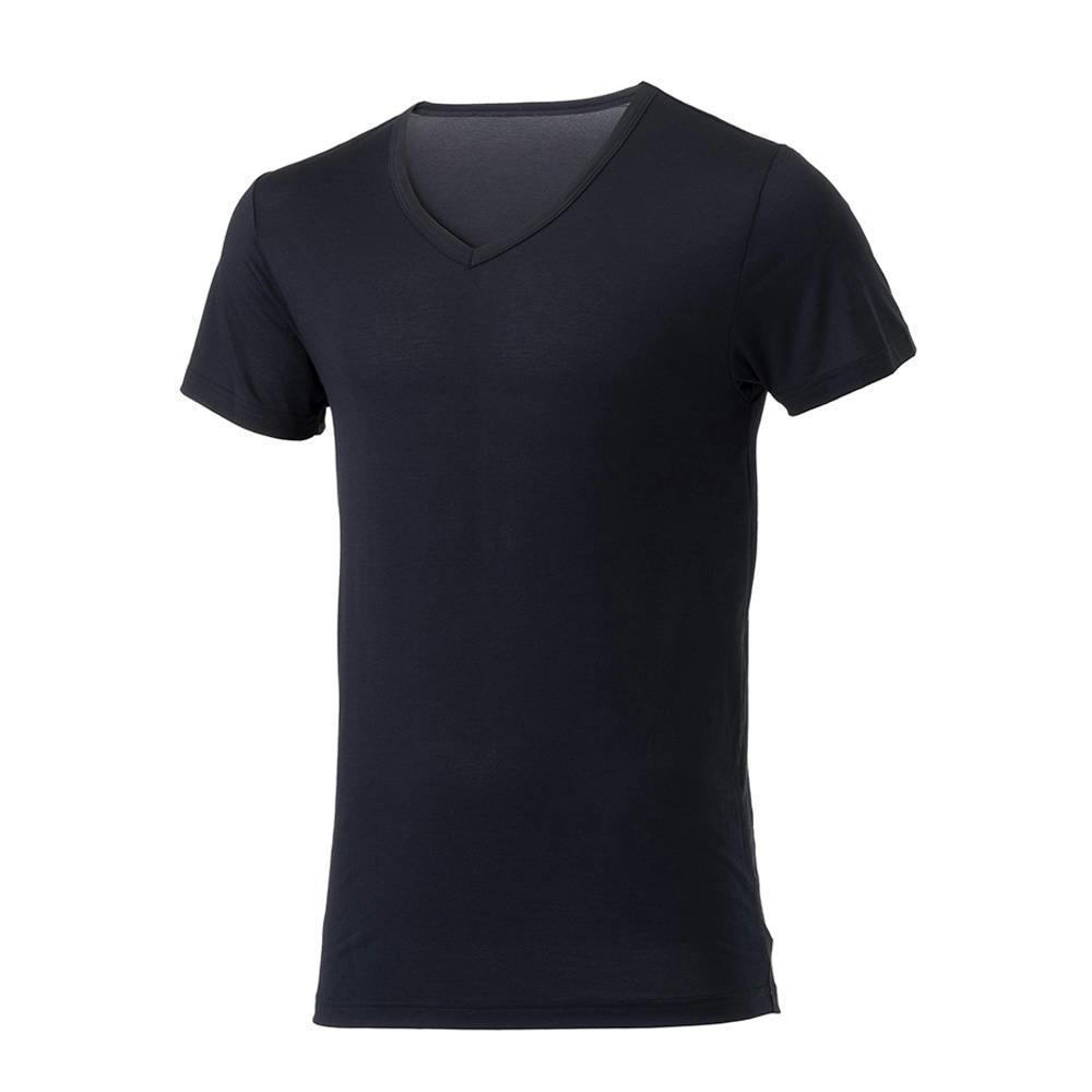 カインズ 寒くても暑くても快適インナーTシャツ 半袖 V首 ブラック L 防寒具・防寒ウェア