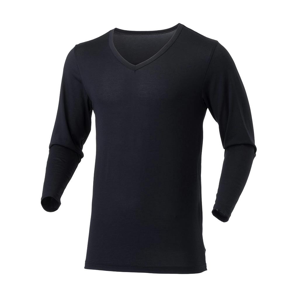 カインズ 寒くても暑くても快適インナーTシャツ 長袖 V首 ブラック 3L 防寒具・防寒ウェア