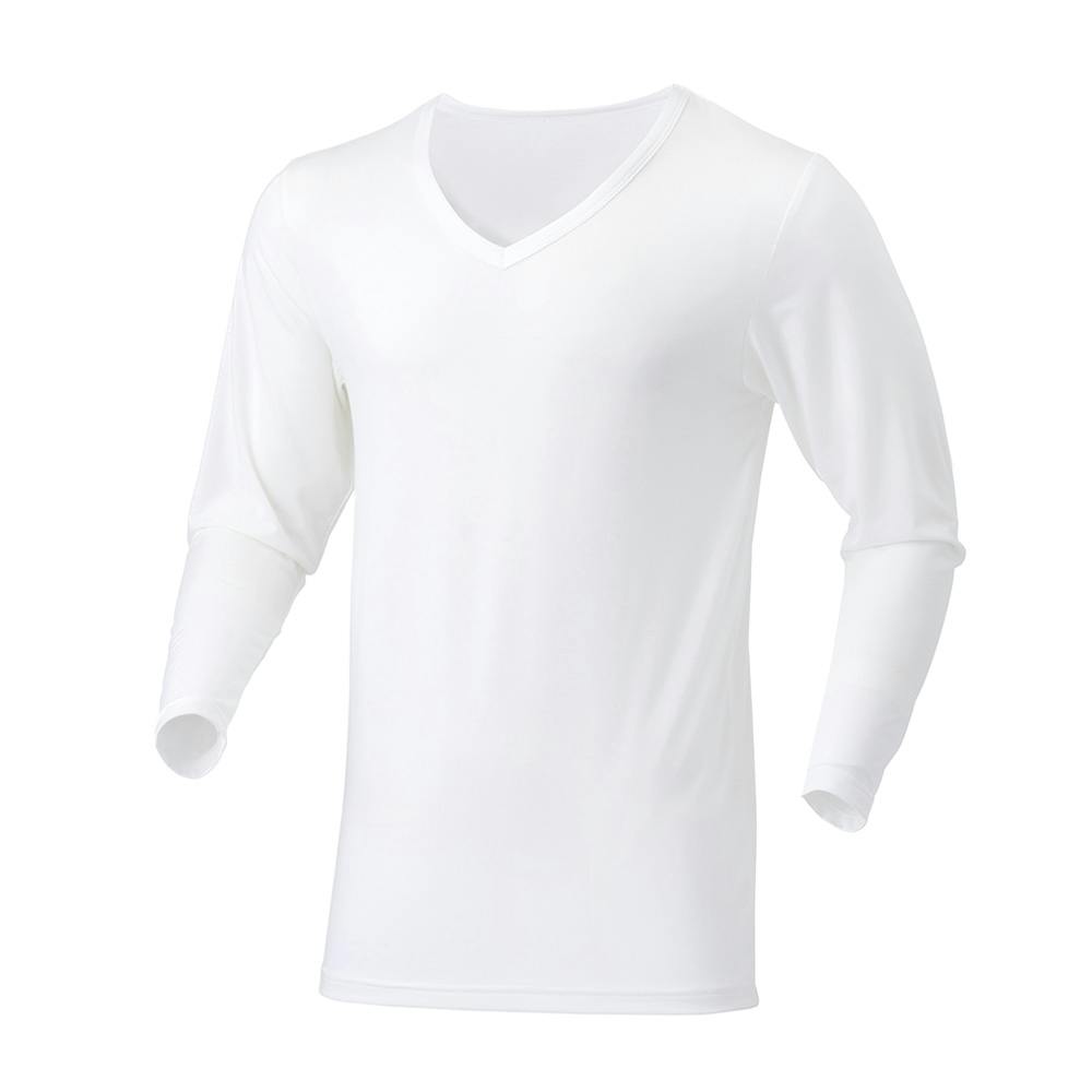 カインズ 寒くても暑くても快適インナーTシャツ 長袖 V首 ホワイト M 防寒具・防寒ウェア