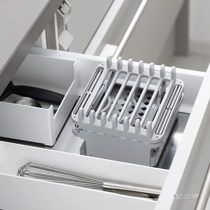 水切りスタンド付き吸水マット グレー Sサイズ 幅23cm 奥行46cm