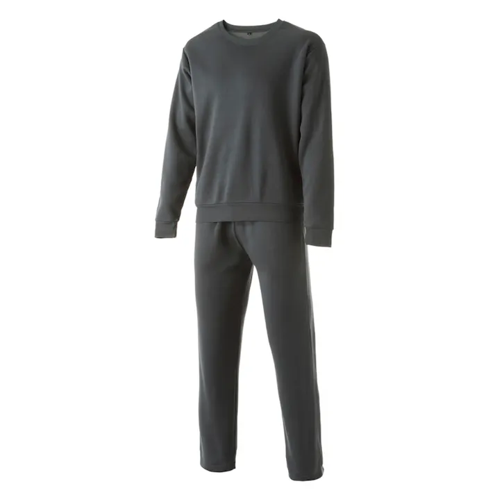 Hot fine 軽くてあたたかい裏起毛ルームウェア 上下セット 保温 ストレッチ グレー M