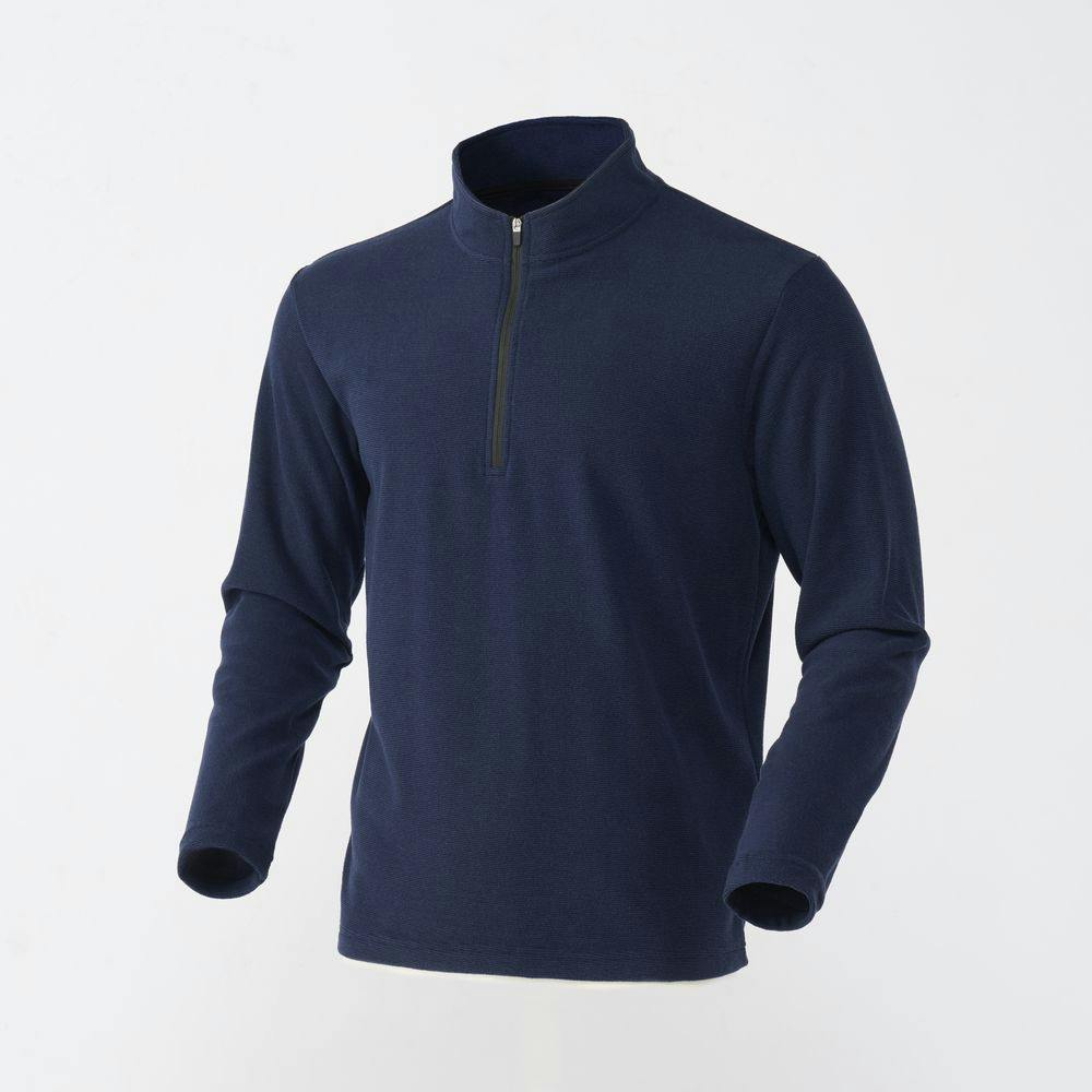 Hot fine ストレッチフリース ハーフジップシャツ ネイビー L シャツ・ブルゾン