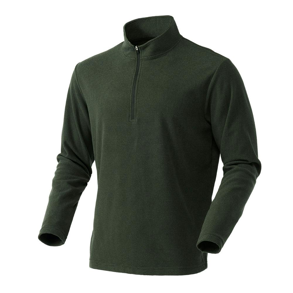 Hot fine ストレッチフリース ハーフジップシャツ カーキ M シャツ・ブルゾン