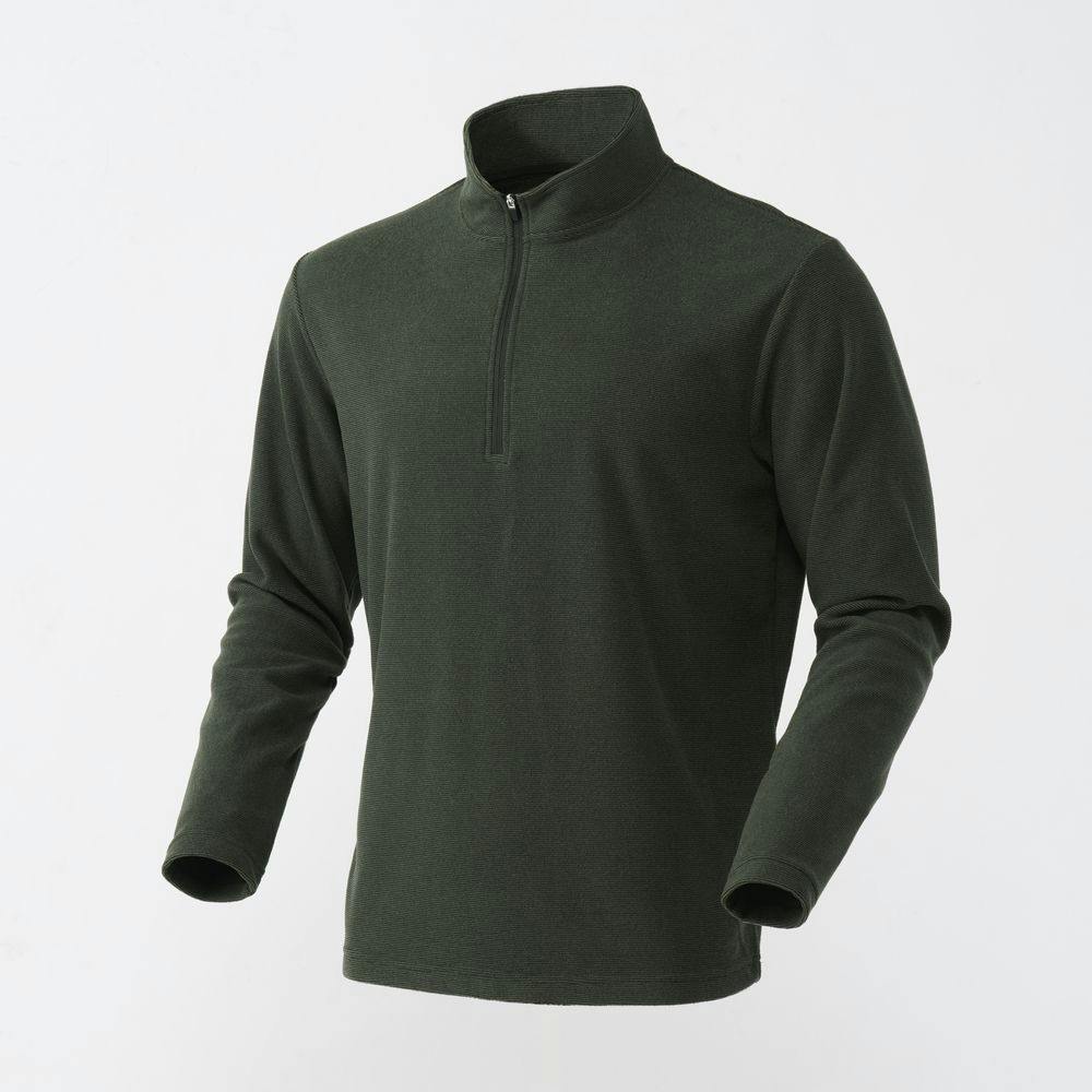 Hot fine ストレッチフリース ハーフジップシャツ カーキ L シャツ・ブルゾン