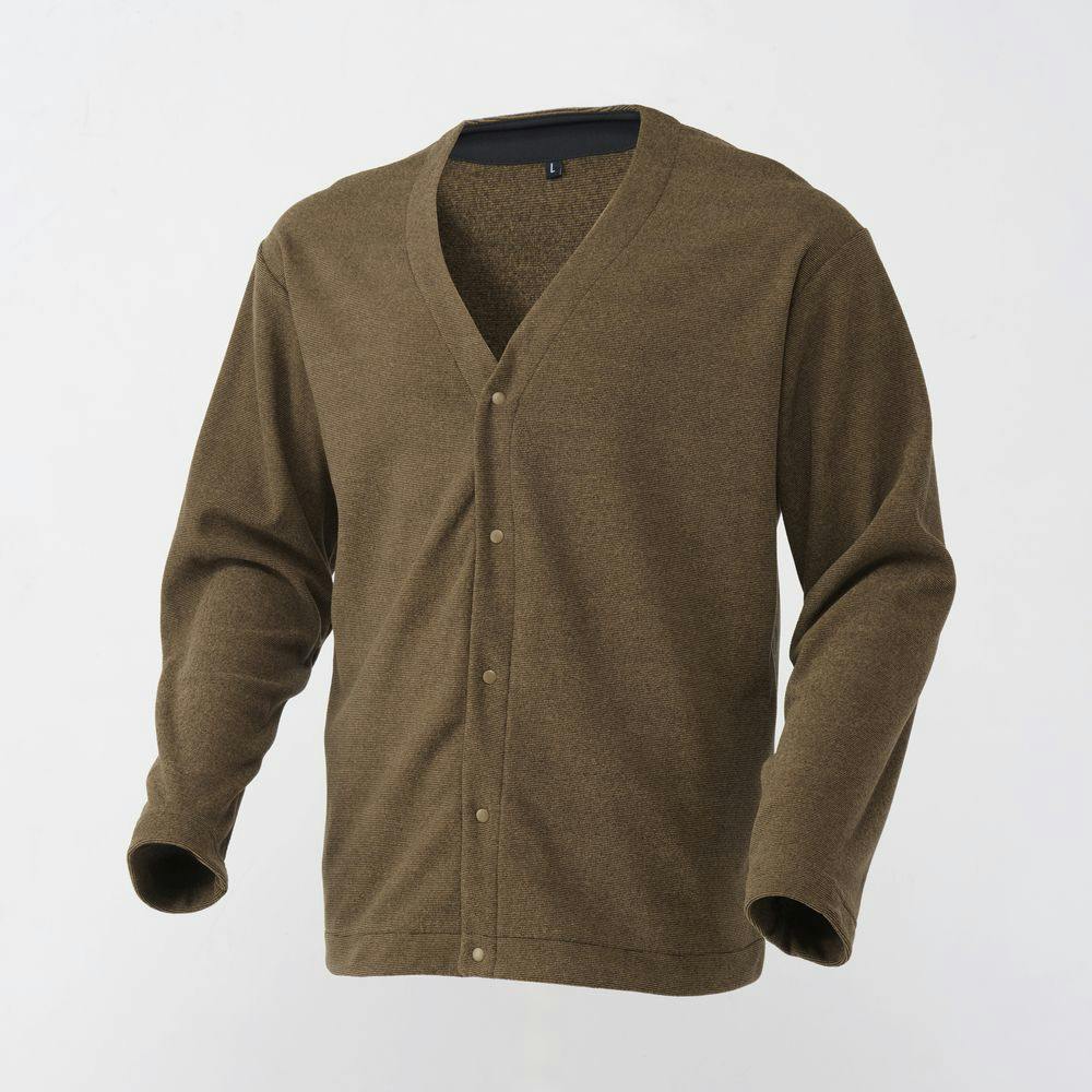 Hot fine ストレッチフリースカーディガン ブラウン L 防寒具・防寒ウェア Hot fine ストレッチフリースカーディガン ブラウン L 防寒具・防寒ウェア