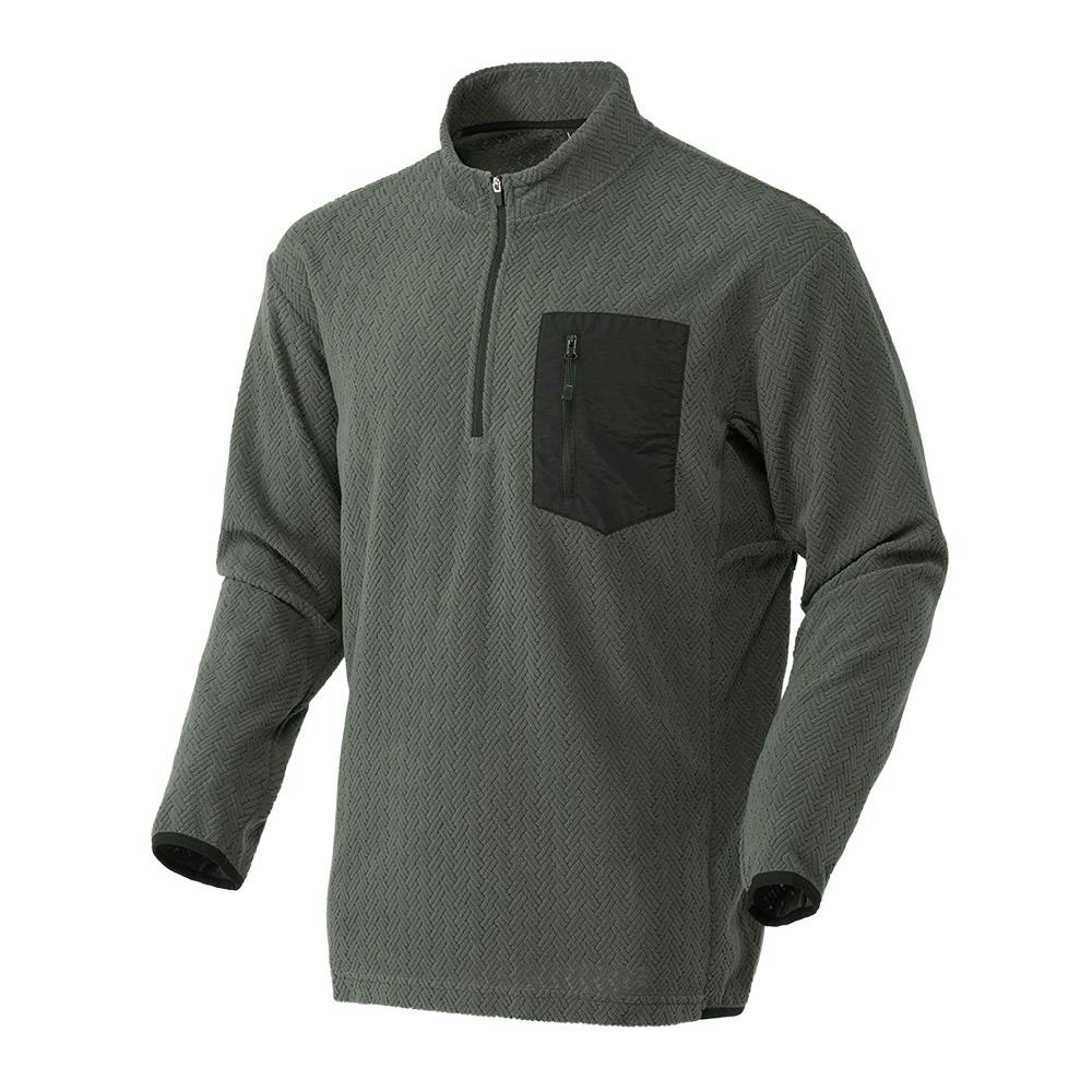 Hot fine ジャガードフリース ハーフジップ カーキ M