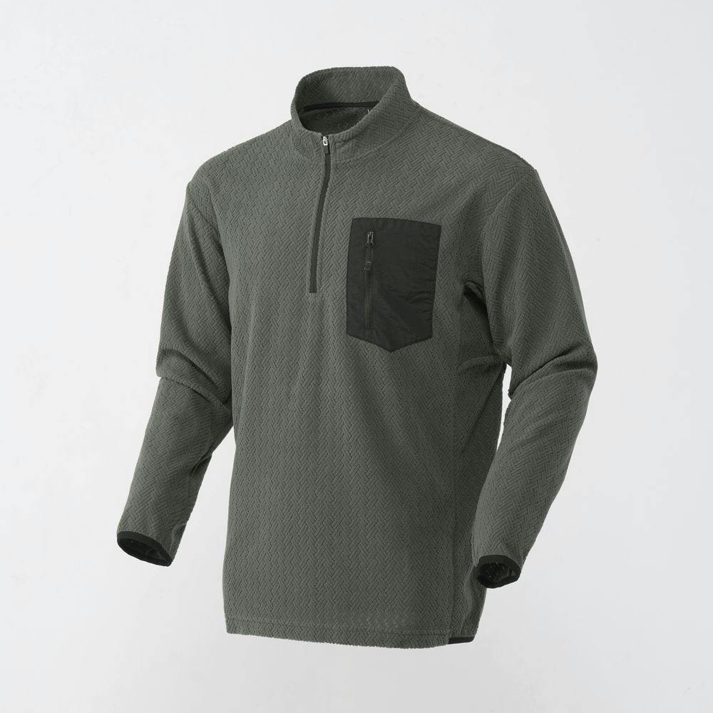 Hot fine ジャガードフリース ハーフジップ カーキ L | 作業着・作業服