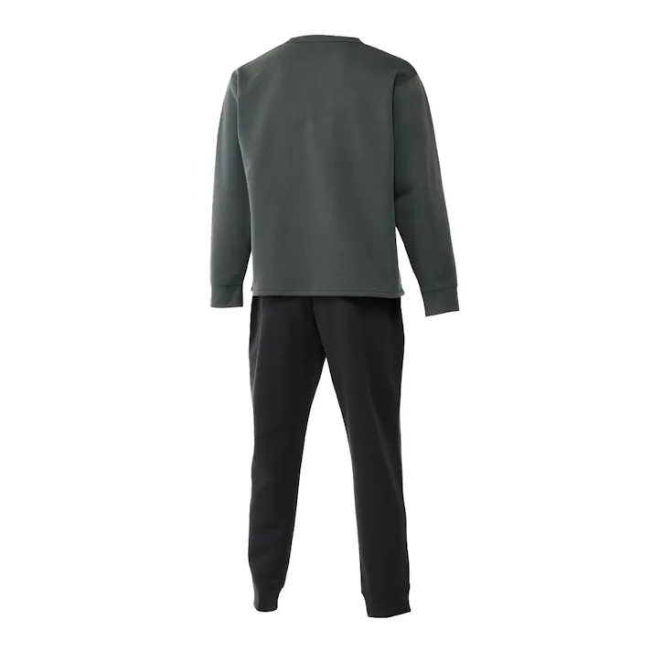 Hot fine しっかりあたたかい 裏起毛 上下セット チャコール×ブラック M