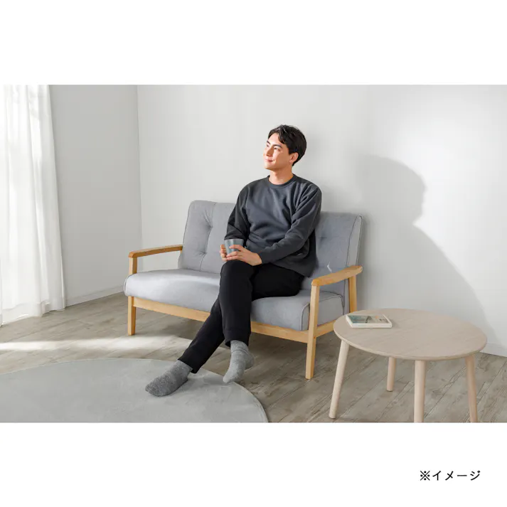 Hot fine しっかりあたたかい 裏起毛 上下セット チャコール×ブラック M