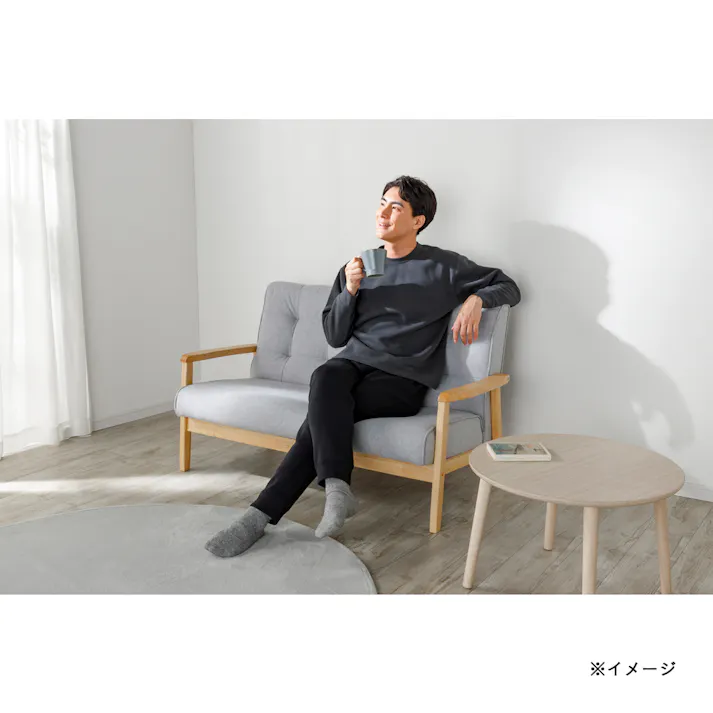 Hot fine しっかりあたたかい 裏起毛 上下セット チャコール×ブラック M