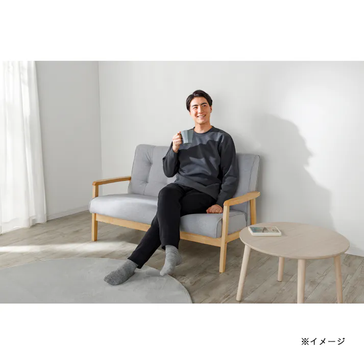 Hot fine しっかりあたたかい 裏起毛 上下セット チャコール×ブラック M