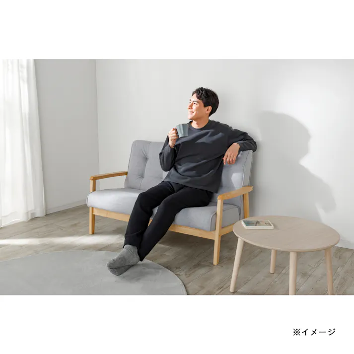 Hot fine しっかりあたたかい 裏起毛 上下セット チャコール×ブラック M