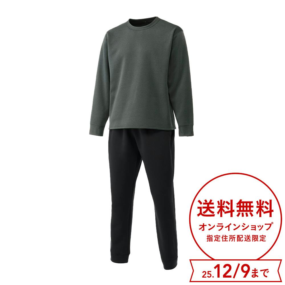 Hot fine しっかりあたたかい 裏起毛 上下セット チャコール×ブラック LL シャツ・ブルゾン