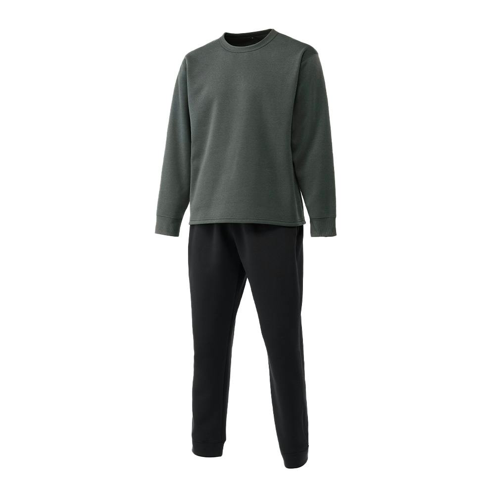 Hot fine しっかりあたたかい 裏起毛 上下セット チャコール×ブラック