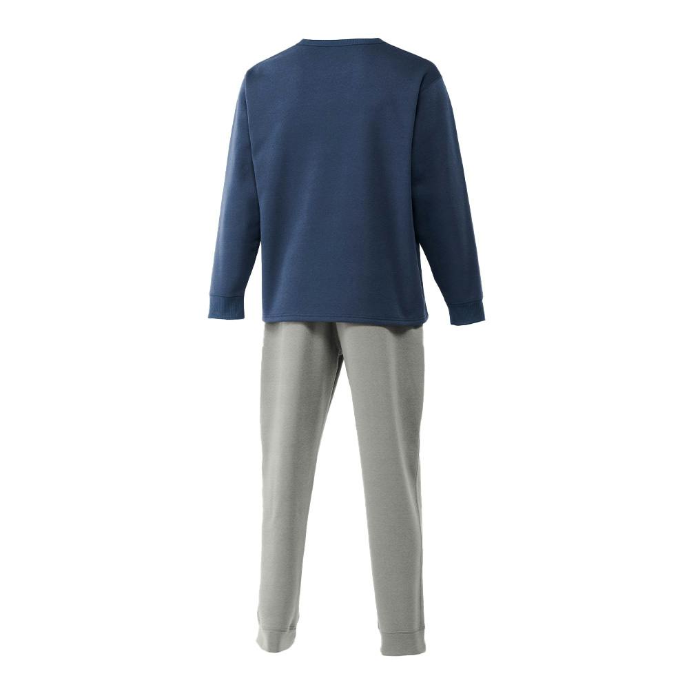 Hot fine しっかりあたたかい 裏起毛 上下セット ネイビー×グレー M