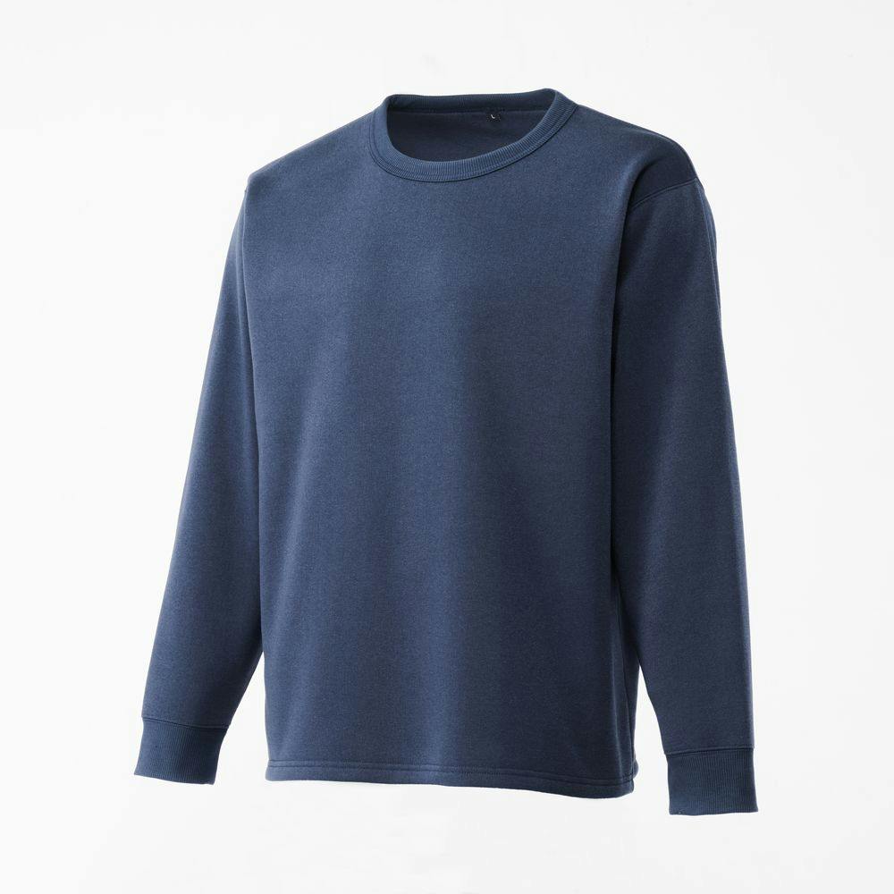 Hot fine しっかりあたたかい 裏起毛 上下セット ネイビー×グレー L