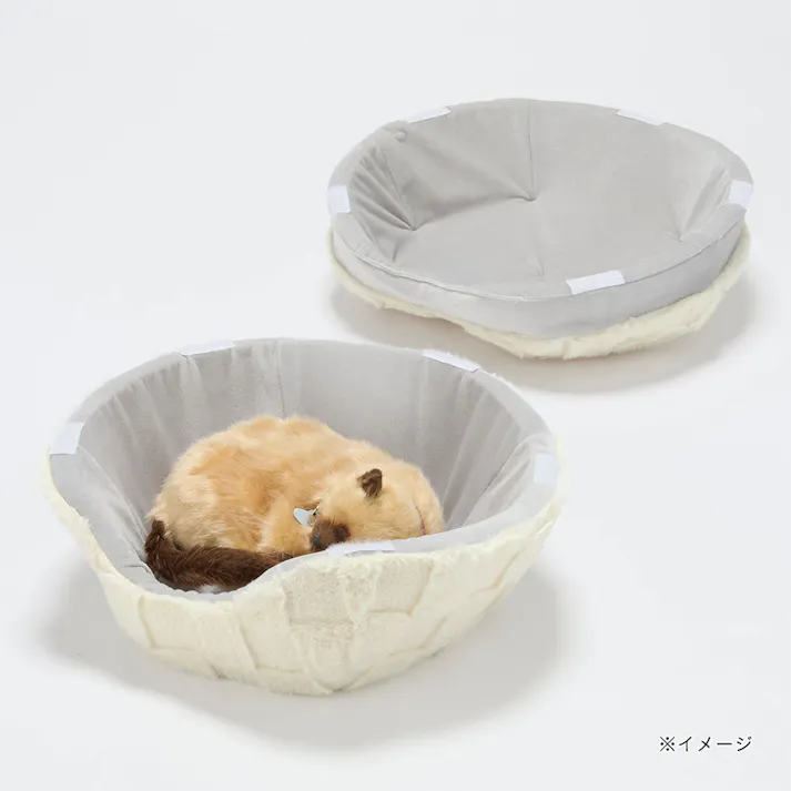 猫シェルベッド チェッカーボードアイボリー