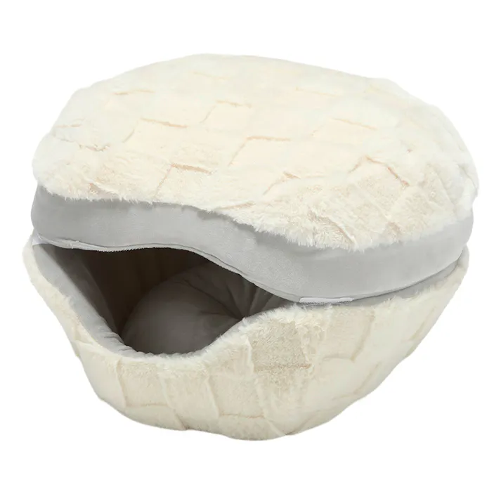 猫シェルベッド チェッカーボードアイボリー