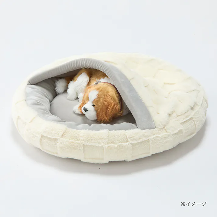 犬猫兼用 もぐれるまんまるベッド Mサイズ チェッカーボードアイボリー