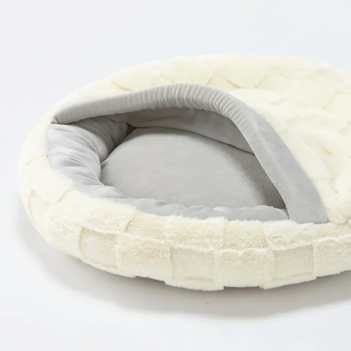 犬猫兼用 もぐれるまんまるベッド Mサイズ チェッカーボードアイボリー