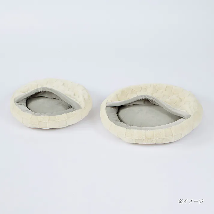 犬猫兼用 もぐれるまんまるベッド Mサイズ チェッカーボードアイボリー