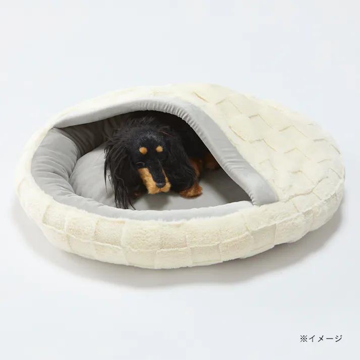 犬猫兼用 もぐれるまんまるベッド Lサイズ チェッカーボードアイボリー
