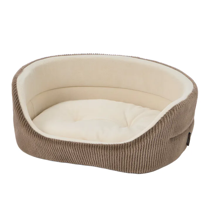 犬猫兼用 丸型ベッド Sサイズ ストライプモカ
