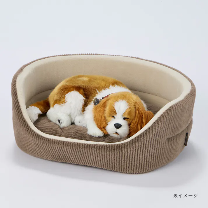 犬猫兼用 丸型ベッド Sサイズ ストライプモカ