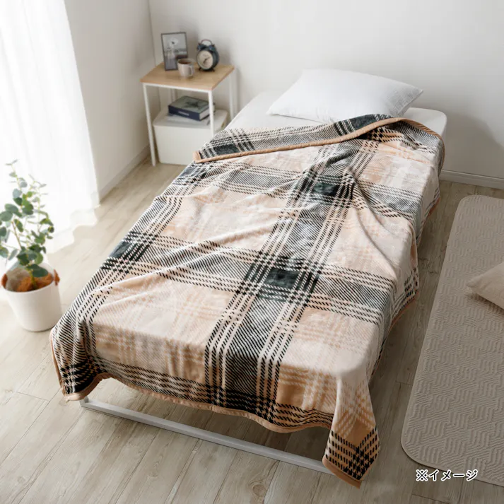 毛布 MIZUKUMO ダブル ベージュチェック