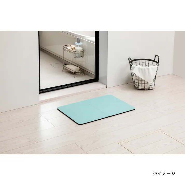 折りたためるソフトバスマット 幅60cm 奥行40cm ターコイズブルー