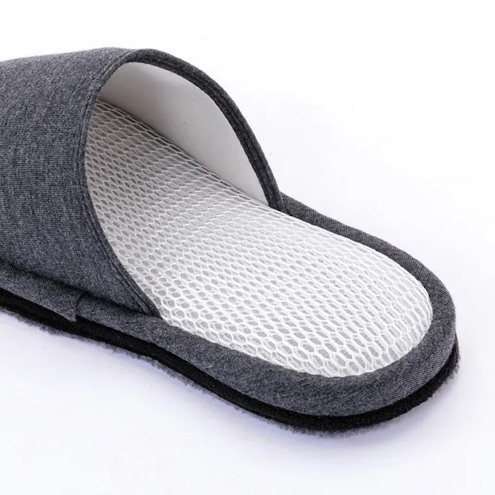 履いて歩くだけでお掃除できるソールが外して洗えるダブルメッシュスリッパ ダークグレー 2L