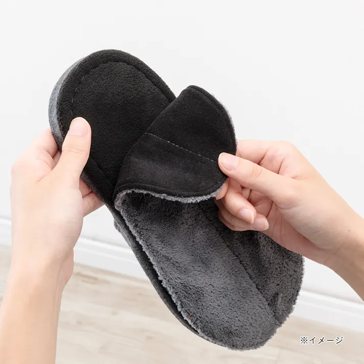 履いて歩くだけでお掃除できるソールが外して洗えるダブルメッシュスリッパ ダークグレー 2L