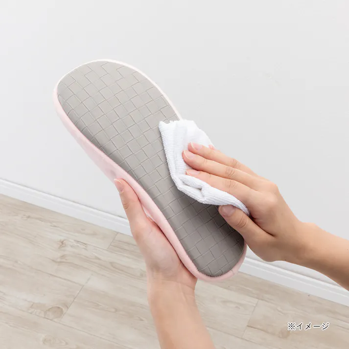 ソールが拭けてペットの爪がかかりにくいルームシューズ ピンク M