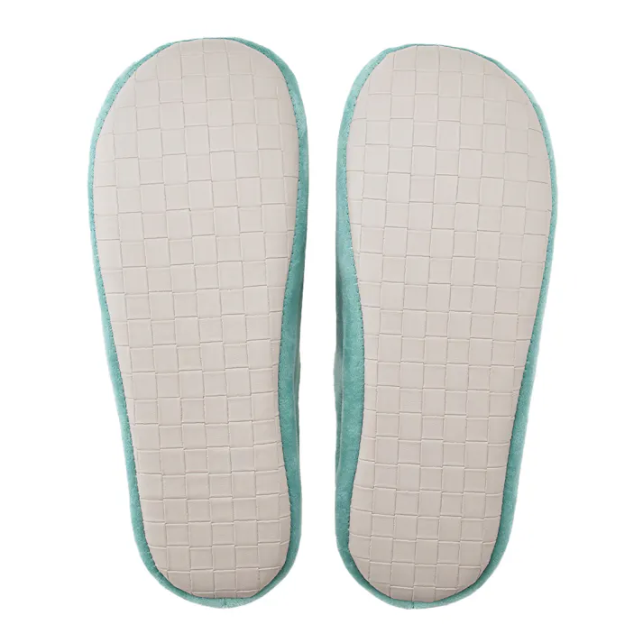 ソールが拭けてペットの爪がかかりにくいルームシューズ グリーン M