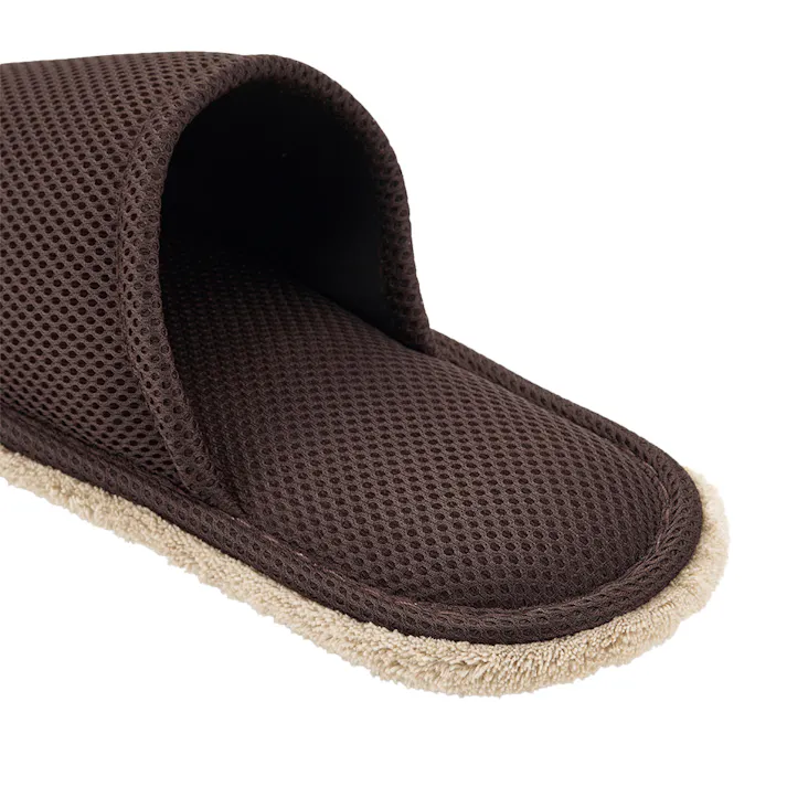 履いて歩くだけでお掃除できるメッシュスリッパ ブラウン LL