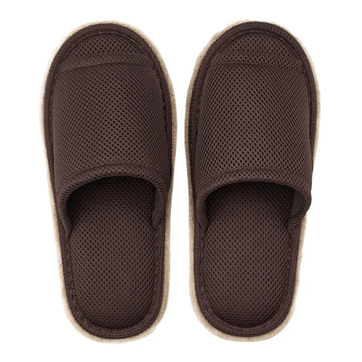 履いて歩くだけでお掃除できるメッシュスリッパ ブラウン LL