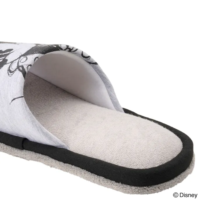 履いて歩くだけでお掃除できるスリッパ ミッキーマウス&ミニーマウス グレー L