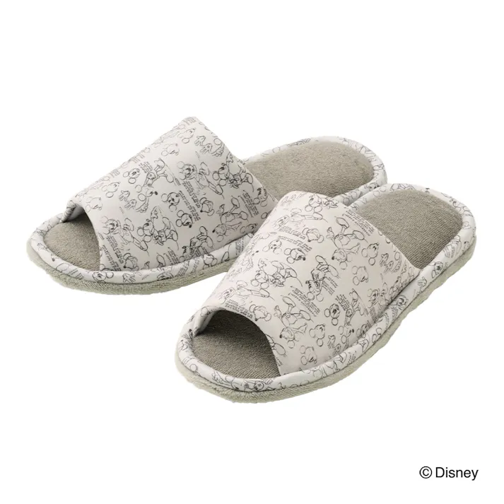 履いて歩くだけでお掃除できるスリッパ ミッキーマウス グレー M