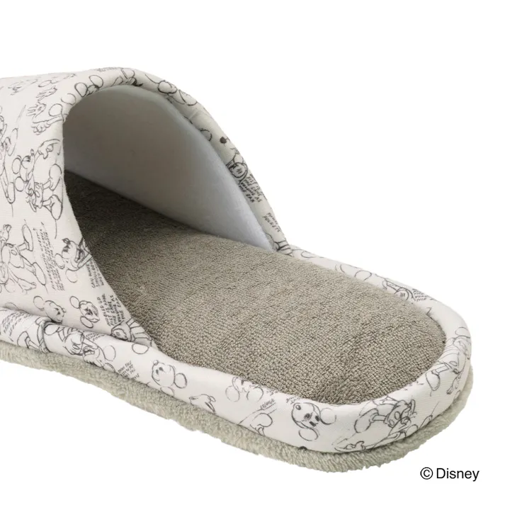 履いて歩くだけでお掃除できるスリッパ ミッキーマウス グレー M