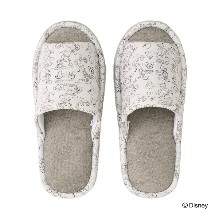 履いて歩くだけでお掃除できるスリッパ ミッキーマウス グレー M