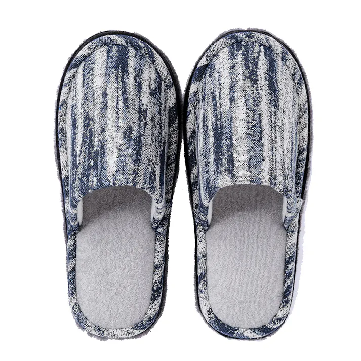 履いて歩くだけでお掃除できるソールを外して洗える前閉じスリッパ ブルー 2L